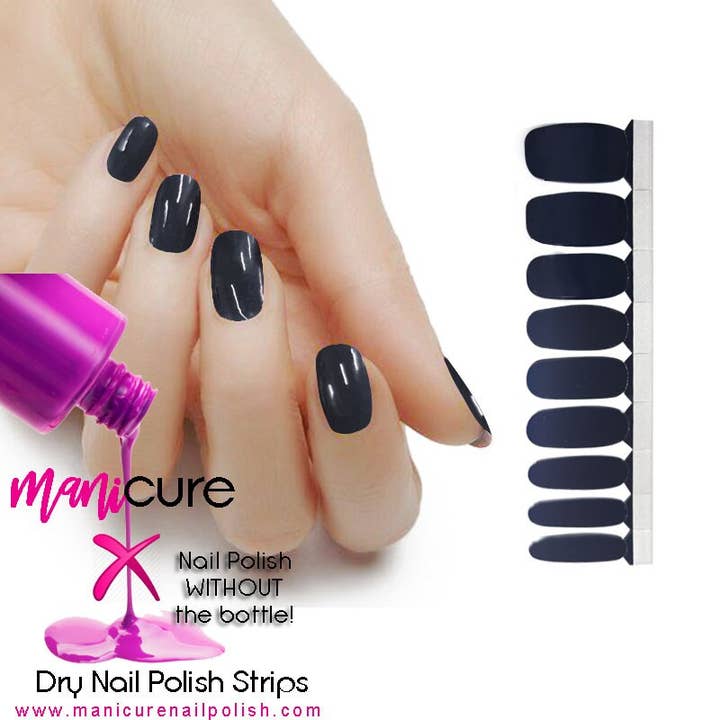 ManiCURE Nail Polish – Engroshandel Negledesign – Marineblå Solid Finish, Manicure Ægte neglelakstrimler, Tør neglelak, Negleindpakninger, Klistermærker, Langvarig, Ikke