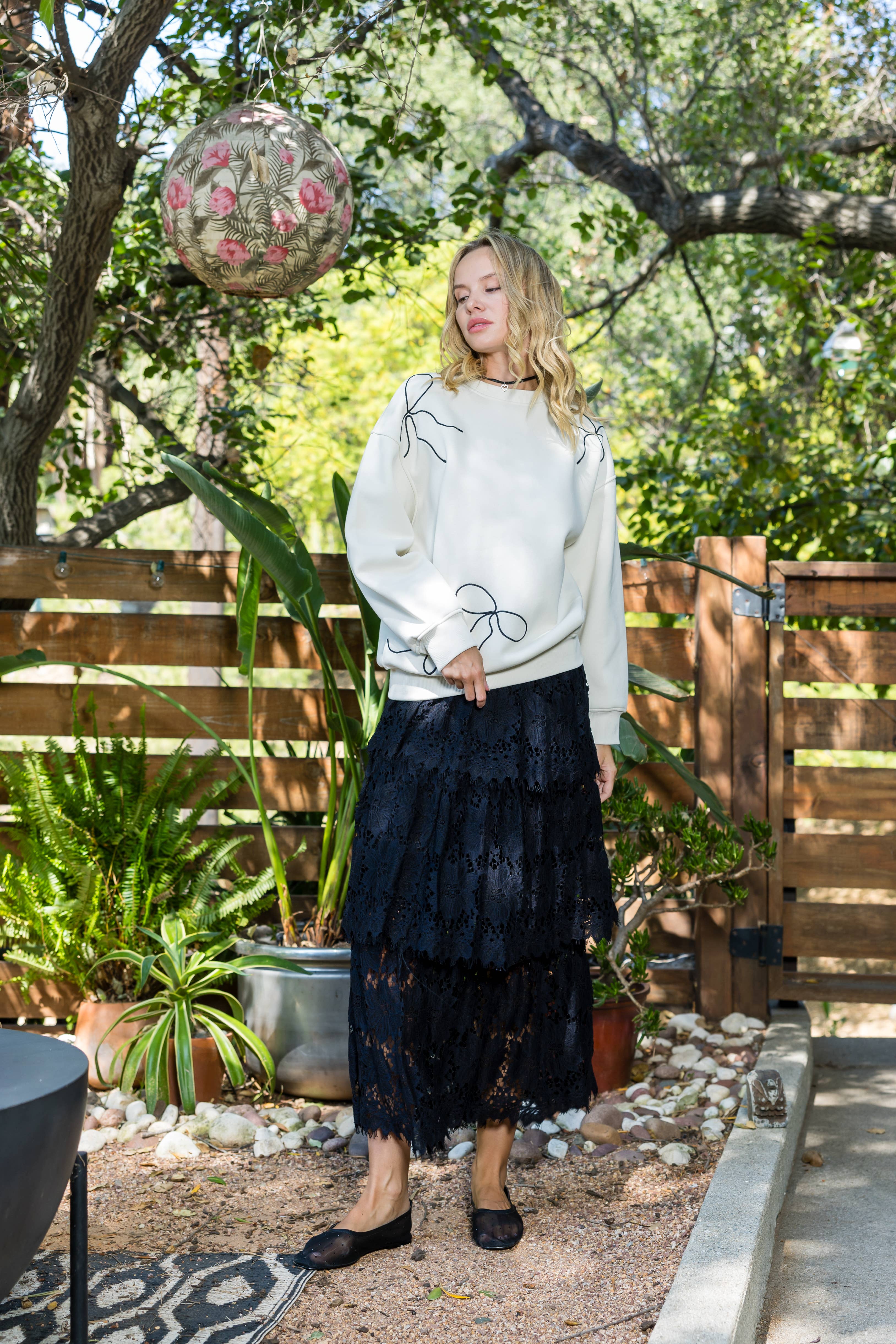 Curds and Whey - Wholesale Skirt - Women's - C6007 - LACE TRIM LONG SKIRT2