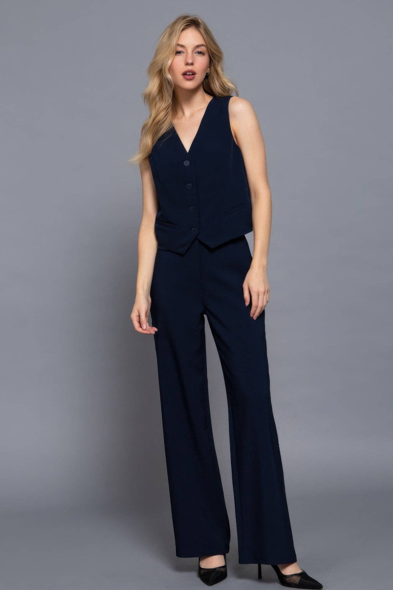 CC Wholesale Clothing - Wholesale Suit Vest - Women's - V-neckline W/front Button Closure Vest9