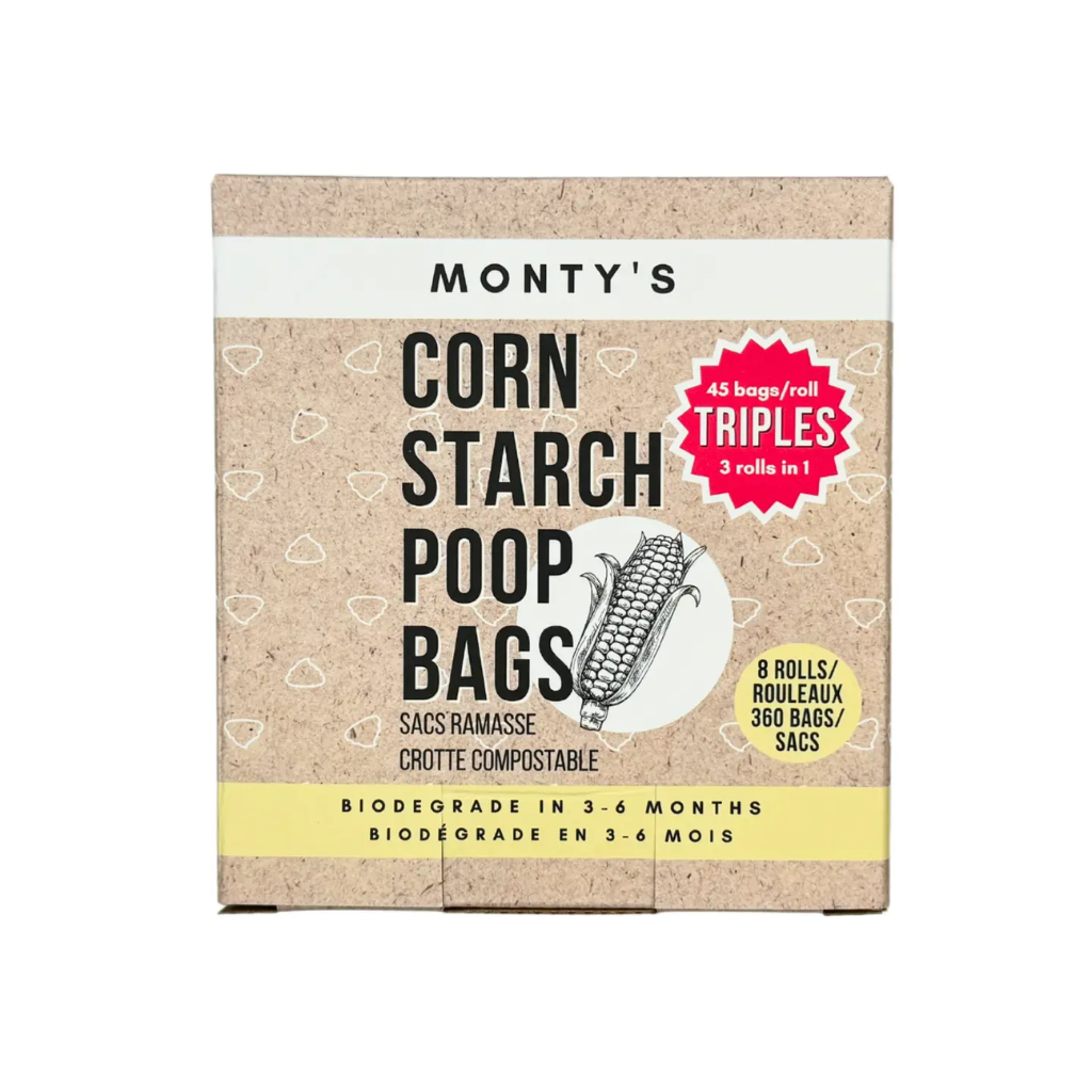Monty's Bags – wholesale Pet poo bag – Compostable Cornstarch Poop Bags - 9 x 13" - Triples Rolls 5