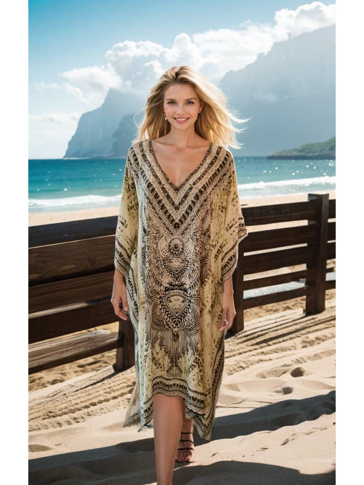 Kaftans that Bling - Wholesale Kaftan – Women's - Egyptian Long Silk Embellished Kaftan - Fashion Spectrum8