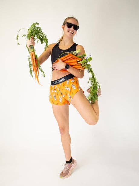 Orange Women's Bad Bunny 1.5" Split Shorts (Orange) for wholesale on Faire5