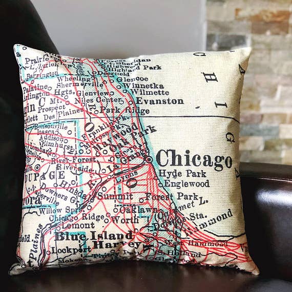 Chicago Map Throw Pillow Faire Com