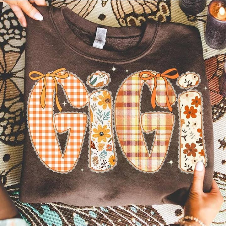 Preppy Floral Fall Gigi T-Shirt, Pumpkin Lace Sweatshirt for wholesale by NVC Ecommerce LLC