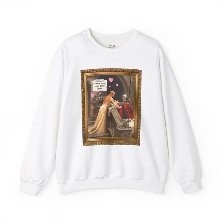 Camisola Divertida para Amantes de Livros: Por Favor, Volte com Livros, Leitor de Romance Bookworm Crewneck, God Speed de Edmund Leighton, Cottagecore Floral por atacado de Opal and June