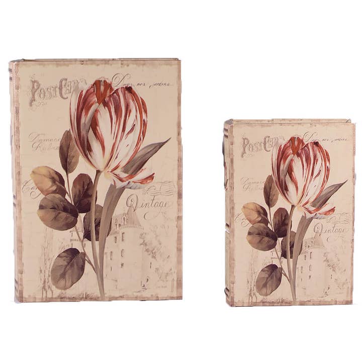 Juego de tulipanes de caja de libro de madera sintética para venta al por mayor de giftland