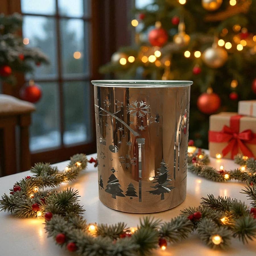 Zen'Arôme - Vendita all'ingrosso Scaldaolio - Brucia-profumo in metallo ramato – Arco di Natale laser1