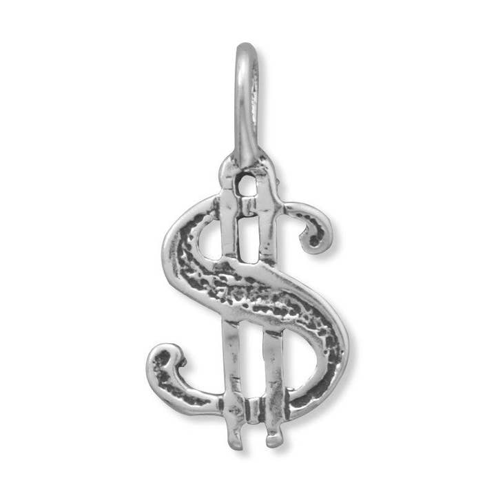Oxidized Dollar Sign Charm for wholesale by Silver Stars Collection
