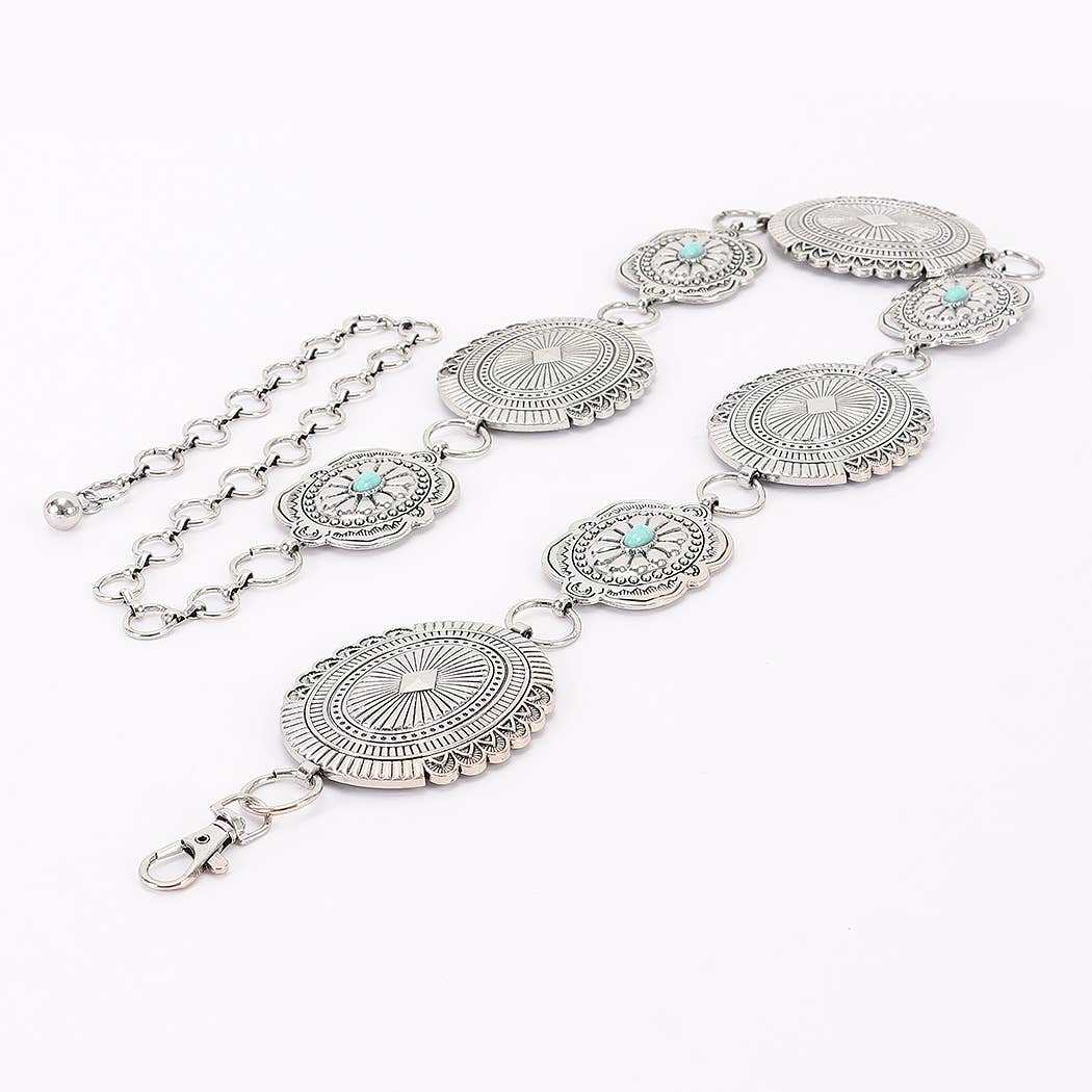 3AM BY H&D ACCESSORIES - Wholesale Belt - Women's - Vintage Style Engraved Medallion Chain Belt7