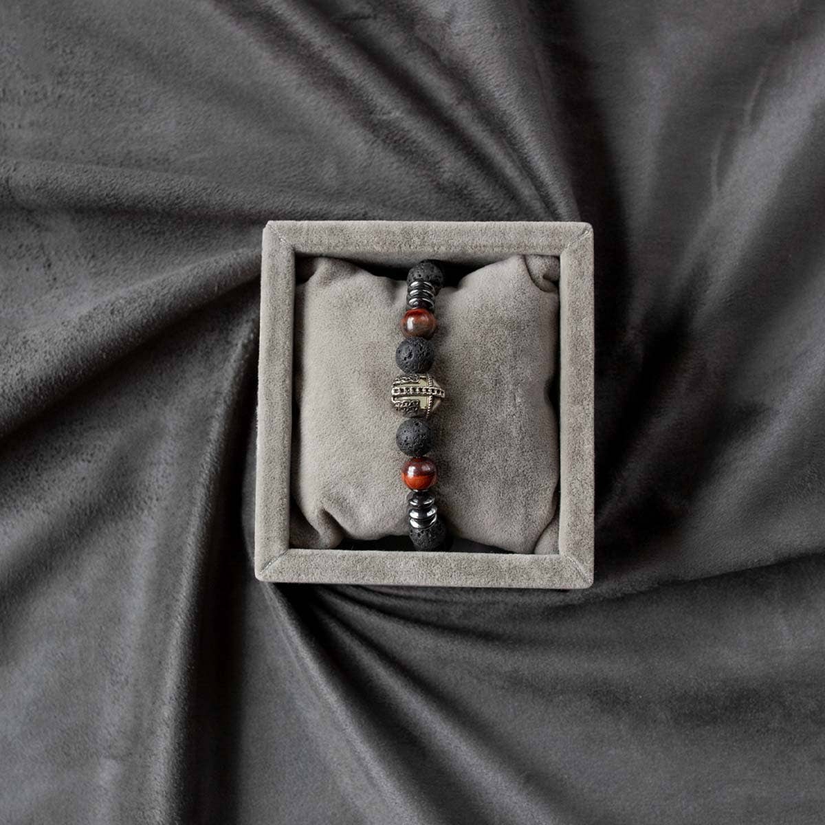 CRETE TRADING INC - Wholesale Beaded Bracelet - Black Lava Stone Crystal Bead Bracelet 10mm3