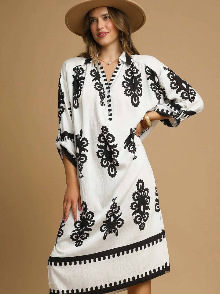 Umgee Abstract Print Midi Dress for wholesale by Garden Naked