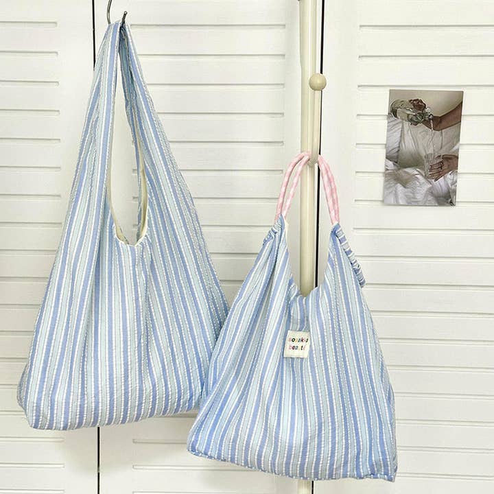 ACCITY - Wholesale Shoulder Bag - Women's - STRIPED LIGHTWEIGHT LARGE CAPACITY CANVAS BAG_CWAB3094