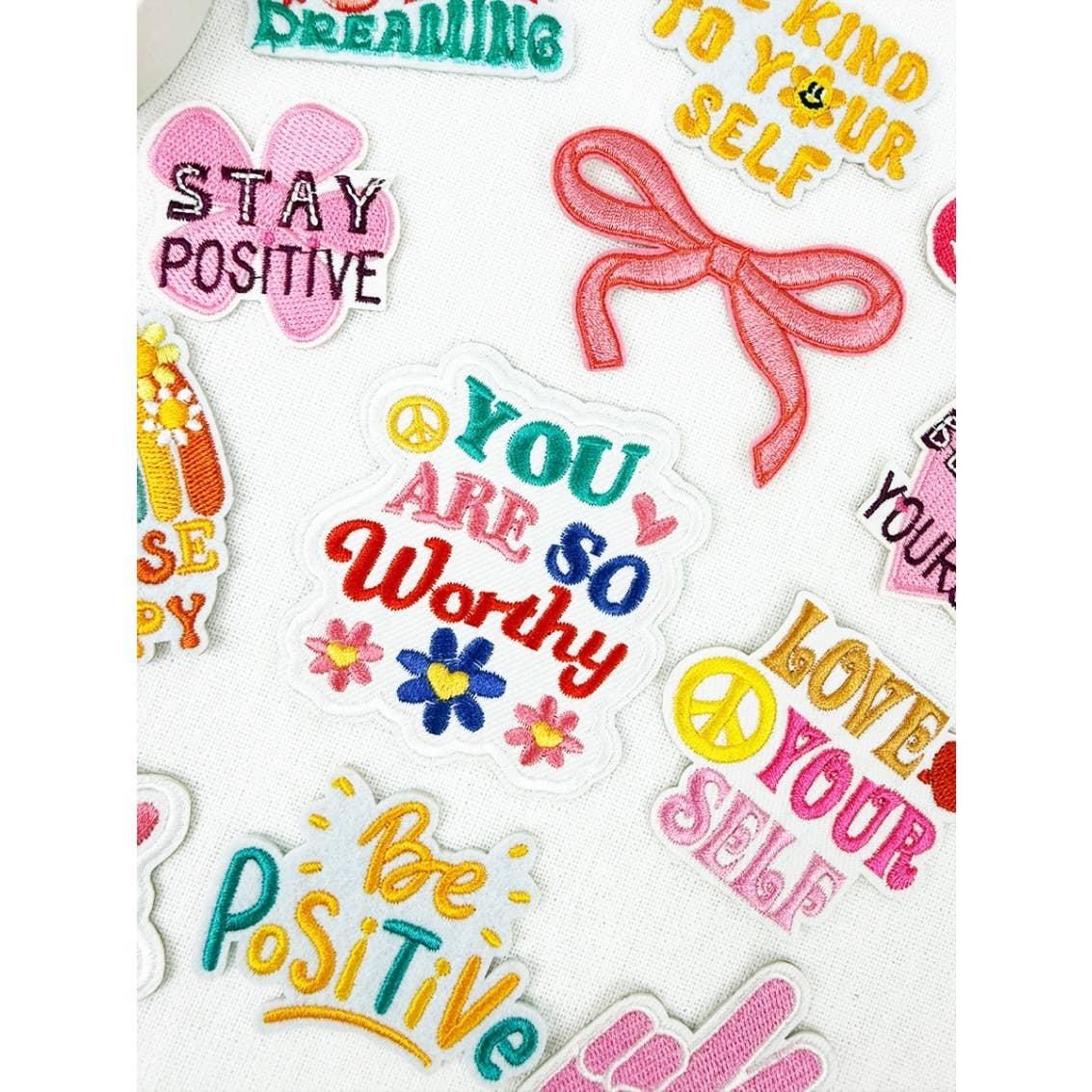 MIX COLOR SELF LOVE Theme DIY Iron On Embroidered Patches for wholesale on Faire2