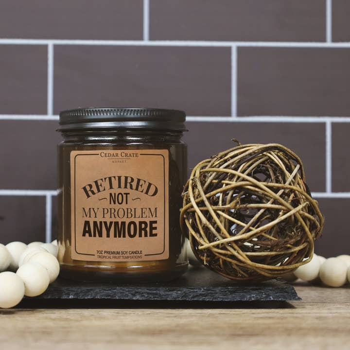 Cedar Crate Market - Wholesale Jar/Filled Candle - Retired Not My problem Anymore Amber Jar Candle | Gift