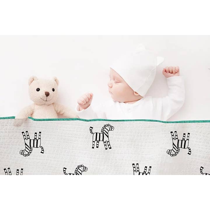 Bear's Little Fish – wholesale Filtar – Barn och baby – Växa med mig bambu Muslin filt (4 lager) - Zebra
