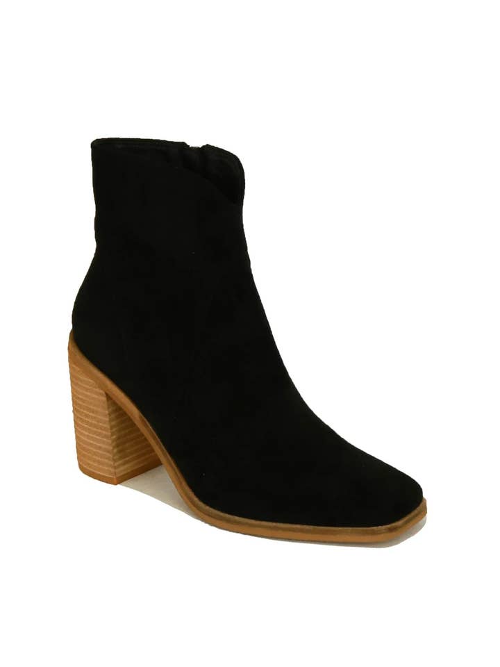 Mars Sky Shoes Wholesale - Wholesale Booties - Women's - Beast Fashion Women Stacked Leather Heel double tone Booties