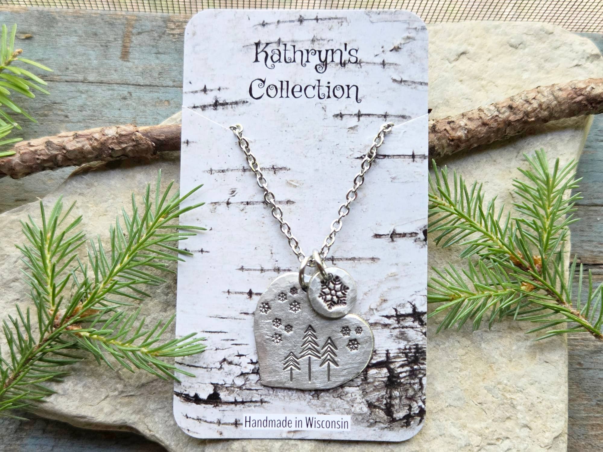 Kathryn's Collection - Wholesale Pendant/Charm Necklace - Winter Pine Tree Heart Necklace 3