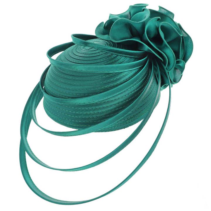 SP Sophia Collection - Wholesale Fascinator Hat - Women's - Ribbon Flower Pillbox Braid Hat w/ Floating Ribbon Loops3