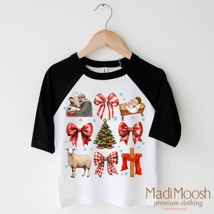 Madi Moosh - Wholesale Screen Printed T-Shirt - Kids - Nativity Scene Christmas Jesus Shirt - Christmas Tee
