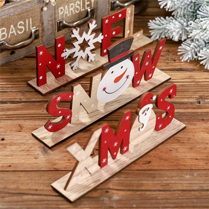 Kerstmis Creatieve Houten Letter Print Decoratie voor wholesale door Plush Looks