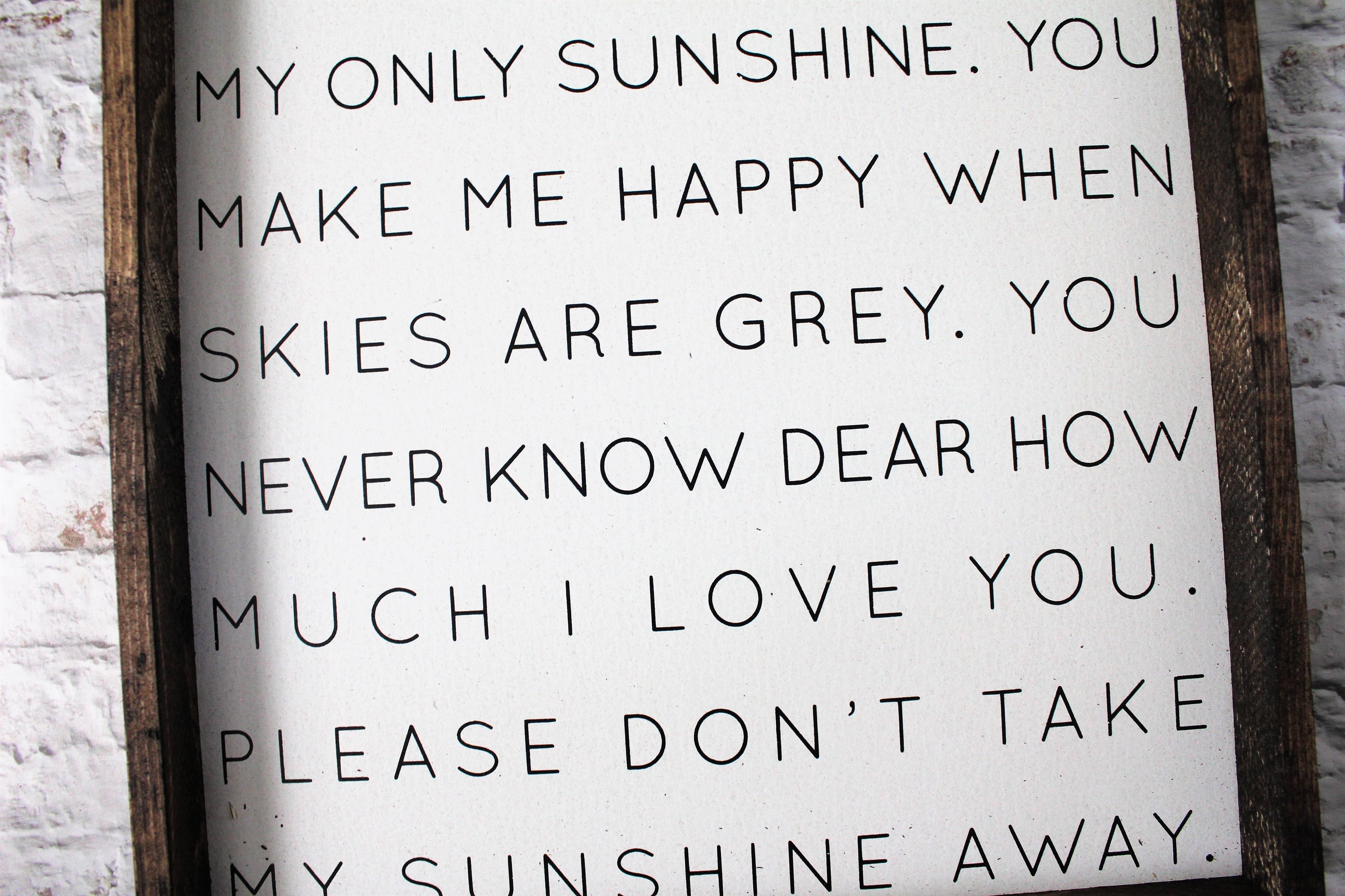 Williamraedesigns – Engroshandel Kunsttryk – Du Er Min Sunshine Indrammet Print4