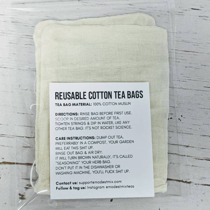 ModestMix Teas - Wholesale Tea Bags - Reusable Cotton Tea Bags - 2 pack