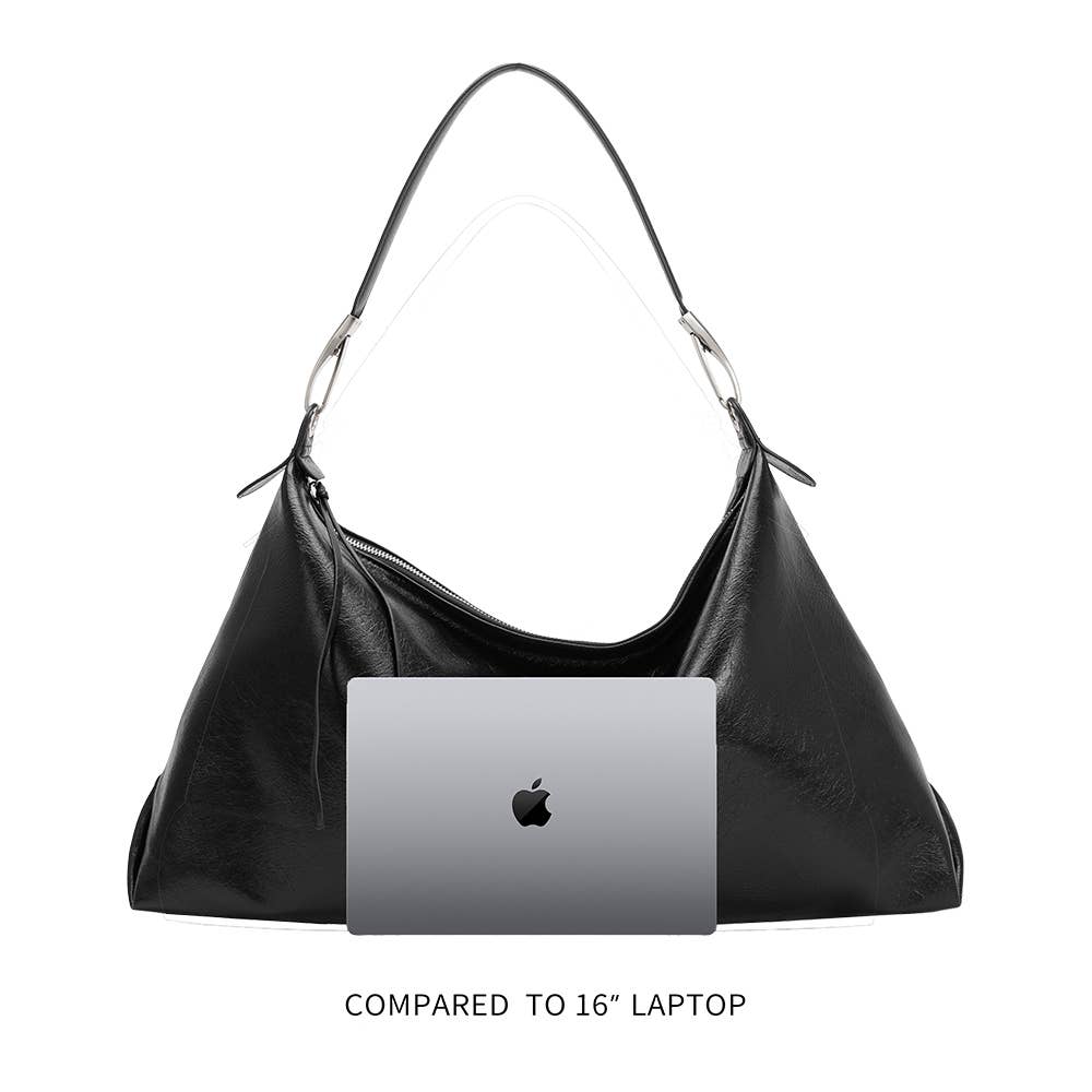 Melie Bianco – wholesale Tote bag – Women's – Charlie Black Recycled Vegan Shoulder Bag4