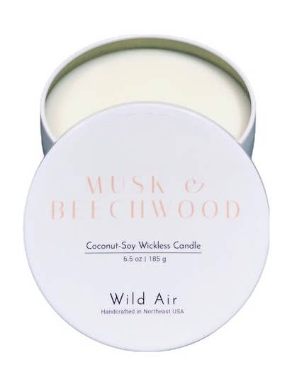 Musk + Beechwood Wickless Candle 6.5 oz for wholesale by Wild Air