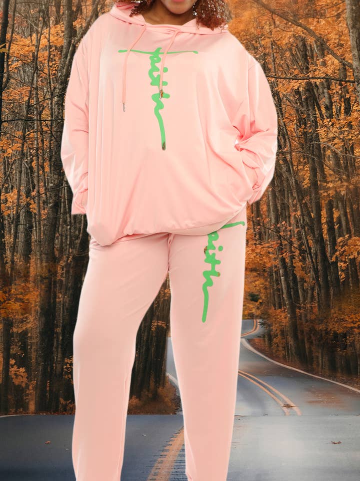 Women's "FAITH" Print Stylish & Trendy Jogging Set - 22125 for wholesale by KaraChic