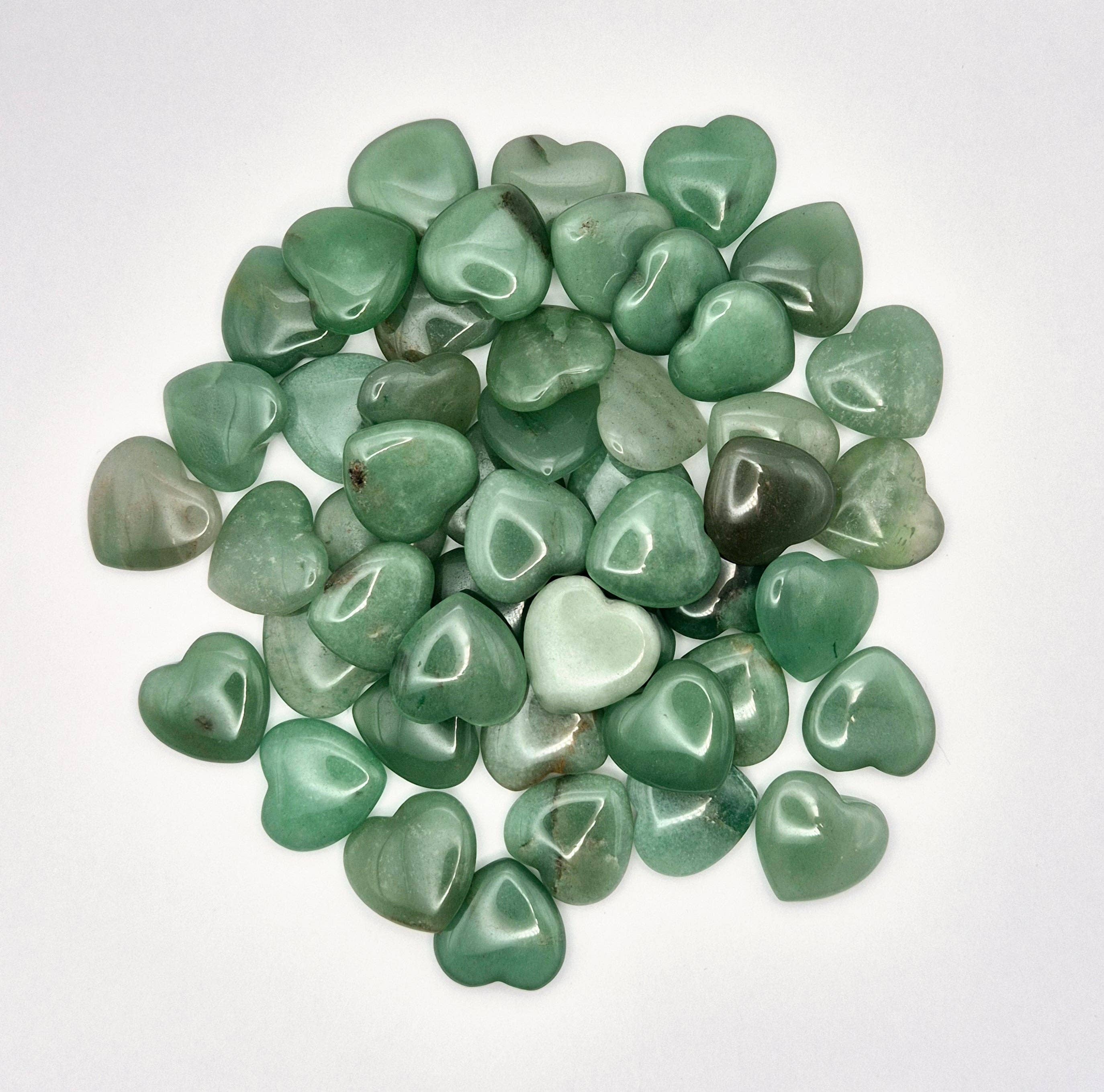 Moonlight Gemstones - Wholesale Spiritual Stone/Crystal - Mini Heart - Green Aventurine pocketstone worry stone1