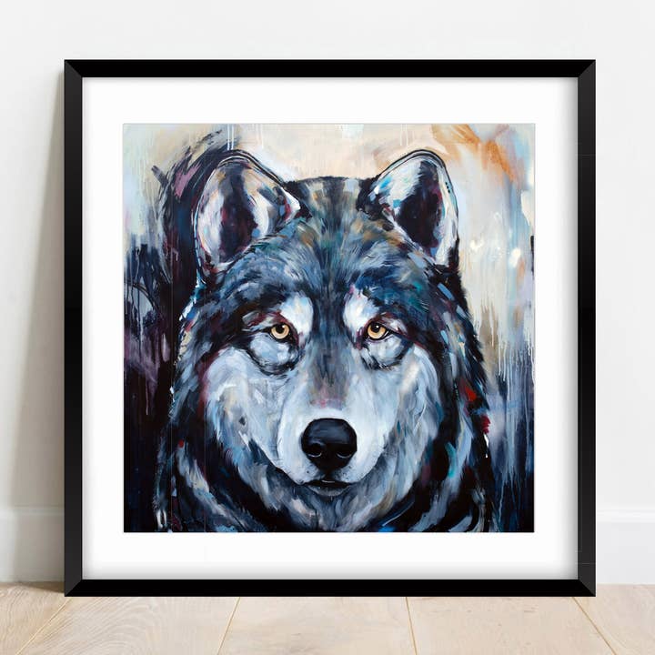 Pintura de Lobo - Arte Animal Moderna, Gravuras de Vida Selvagem por atacado de Whitehouse Art