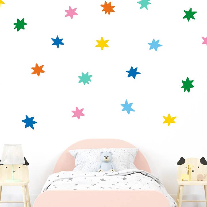 Colorful Star Wall Decals - 48 Pack - Nursery Decor for wholesale by Decals Online