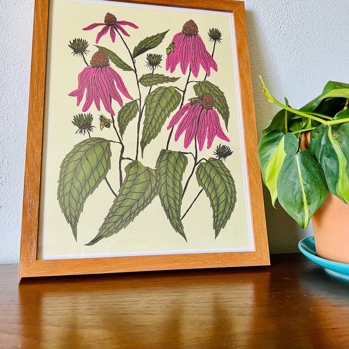 Needlebone, LLC - Wholesale Art Print - Coneflower - 14x11 Print1