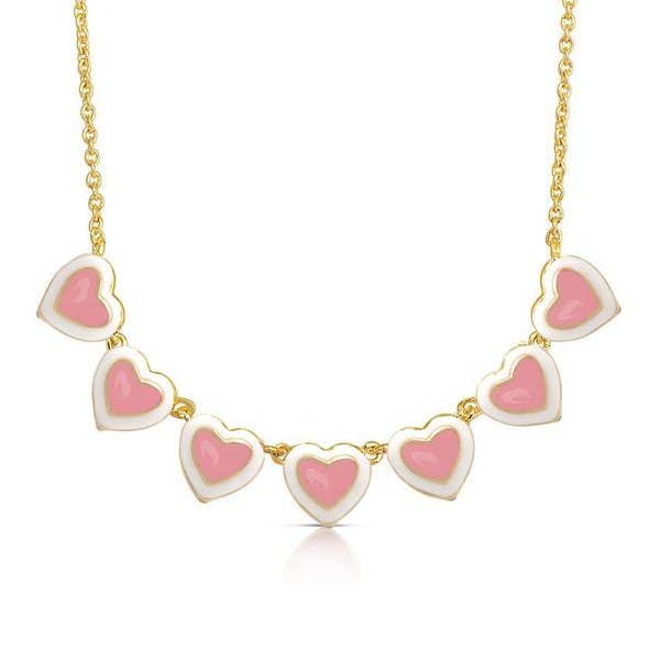 Pink And White Heart Links Necklace for wholesale by Lily Nily
