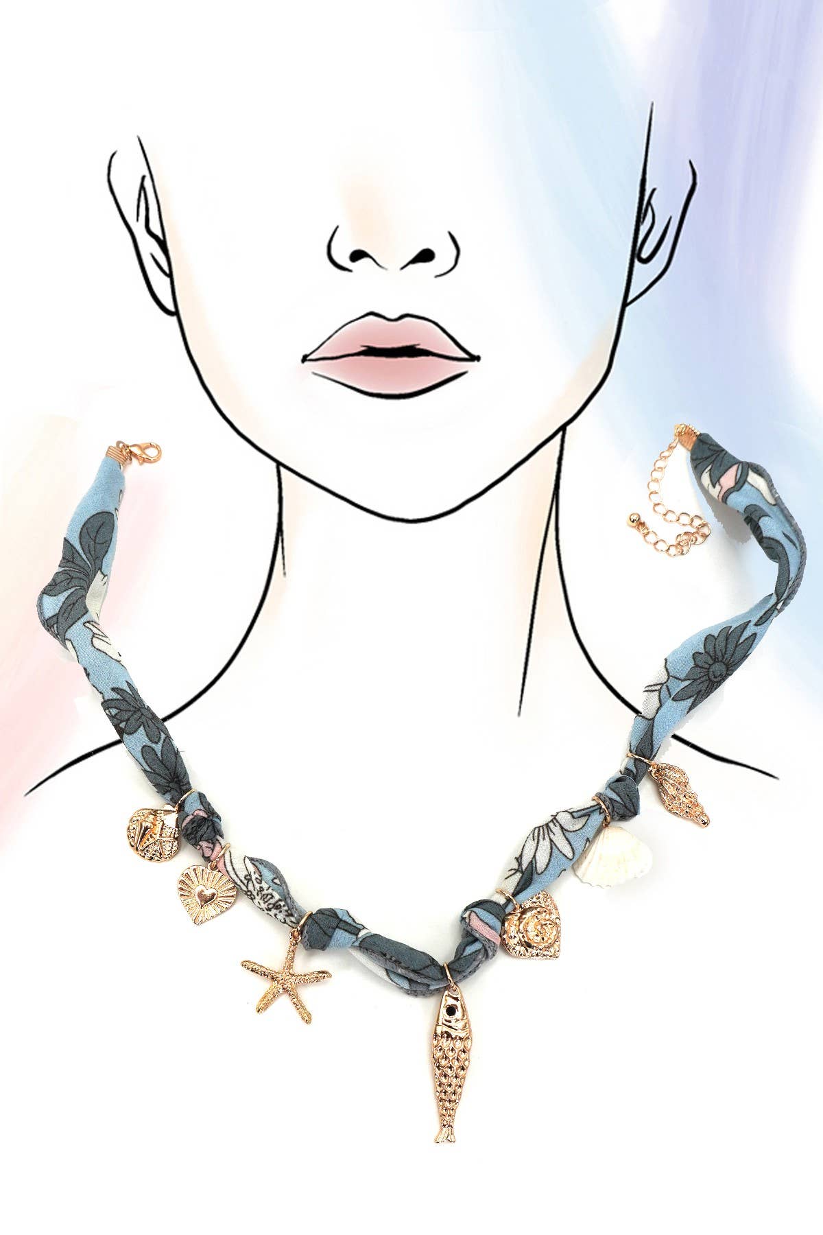 GOLD SCHAL-CHARM-HALSKETTE-FISCH HERZ MUSCHEL KONCH | 80N92324 für den Großhandel auf Faire2