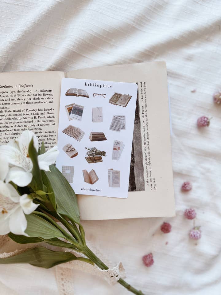 Bibliophile klistermærkeark for engroshandel hos alwayslovelyco