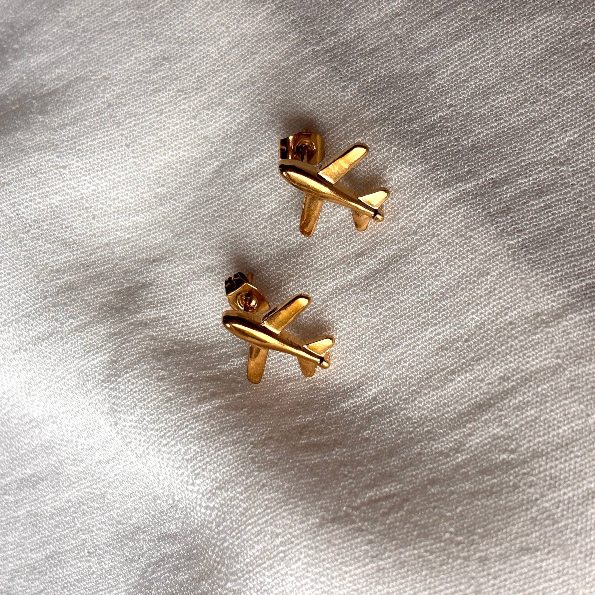 DUESTELLE ITALIA - Wholesale Stud/Post Earrings - Jet Set stud earrings gold plated 18K gold3
