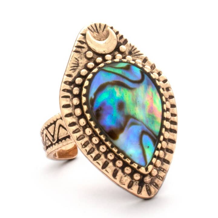 Maanlichtring | Abalone voor wholesale door Hiouchi Jewels | Rose & Bolt Grateful Dead Jewelry