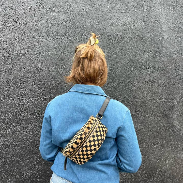 Primecut - Wholesale Belt Bag - Women's - Bum Bag - Tan Checkered Hair on Hide1
