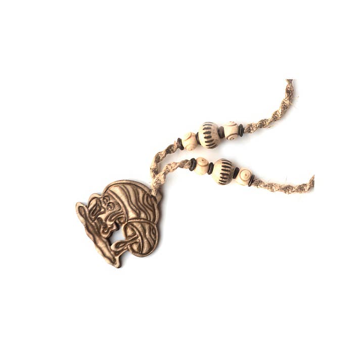 Gypsy Rose - Wholesale Pendant/Charm Necklace - Mushrooms Hand Carved Bone Pendant Necklace