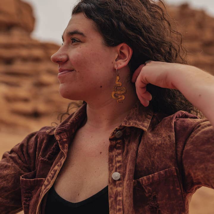lovelevel - Wholesale Dangle Earrings - Natural Wood Earrings | SNAKES