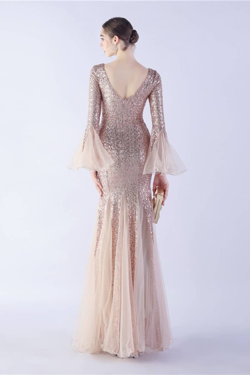 NINEXIS - Wholesale Dress - Women's - CWDMD3627_WAVY MESH BANQUET STAGE SEQUIN DRESS DRESS LONG21