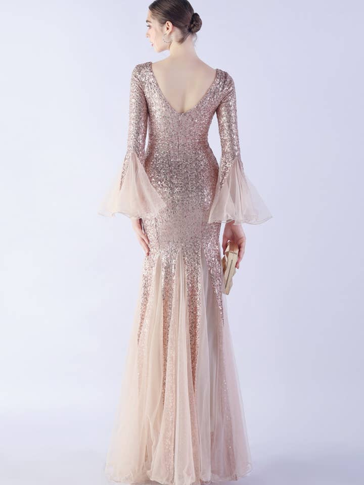 NINEXIS - Wholesale Dress - Women's - CWDMD3627_WAVY MESH BANQUET STAGE SEQUIN DRESS DRESS LONG21