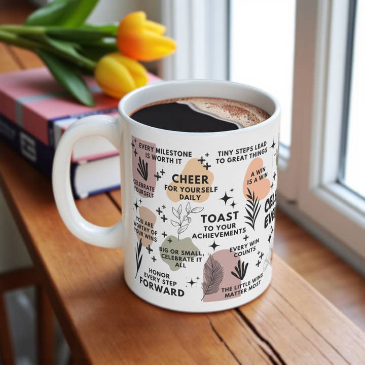 EMESLY - Wholesale Coffee Mug - Celebrate Every Win Motivational Coffee Mug Gift; 11oz/15oz2