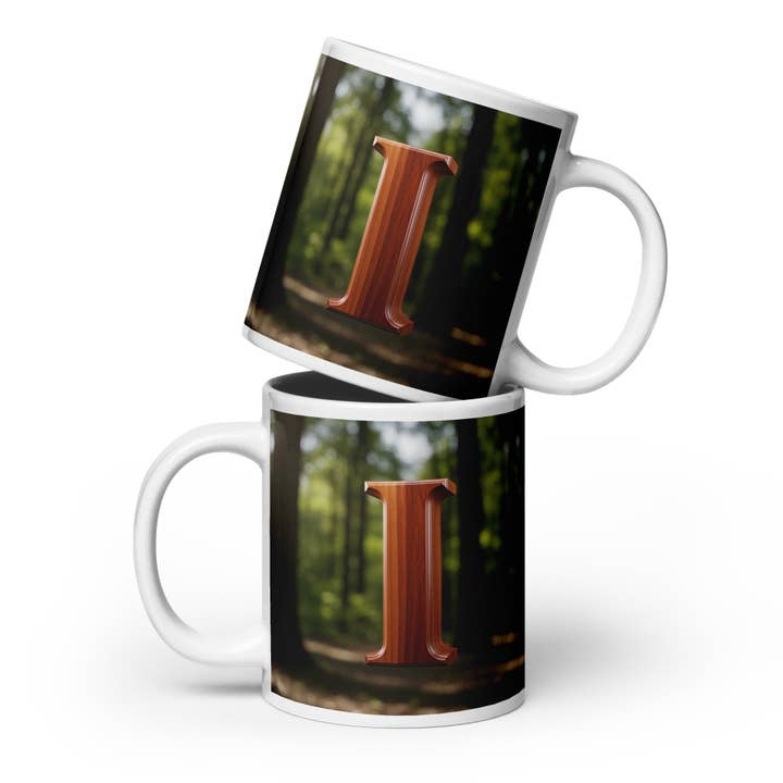 Letter 'I' White glossy mug for wholesale by Grow Your Faith