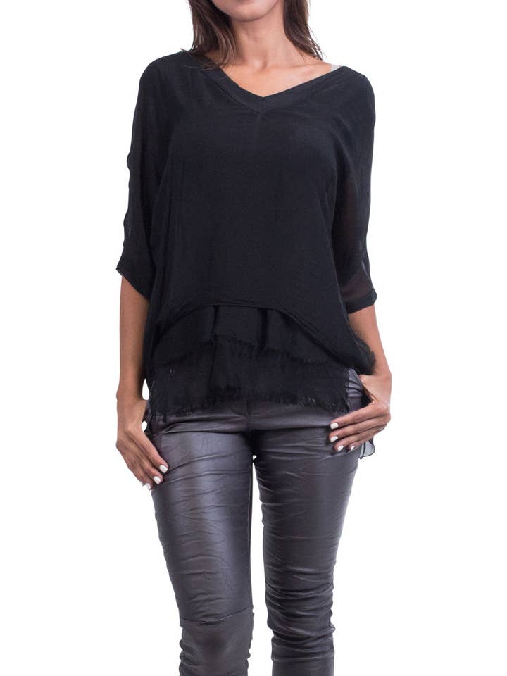 Gigi Moda - Wholesale Kaftan - Women's - Raw Edges V-Neck Kaftan40