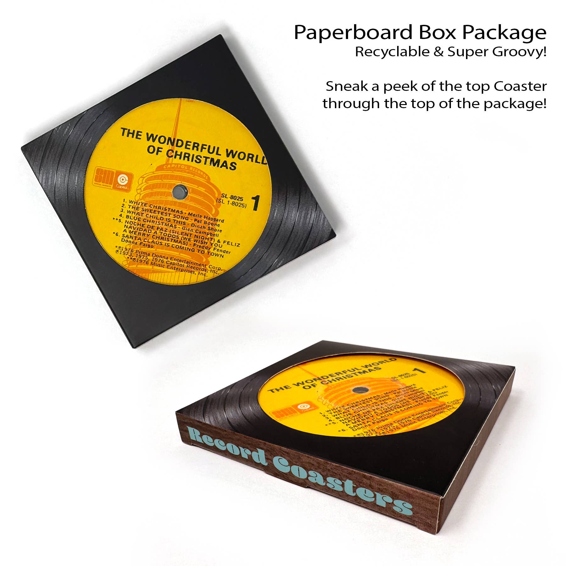 Vinylux - Wholesale Coasters - Christmas Genre Vinyl Record Coaster Set (Set of 6)1