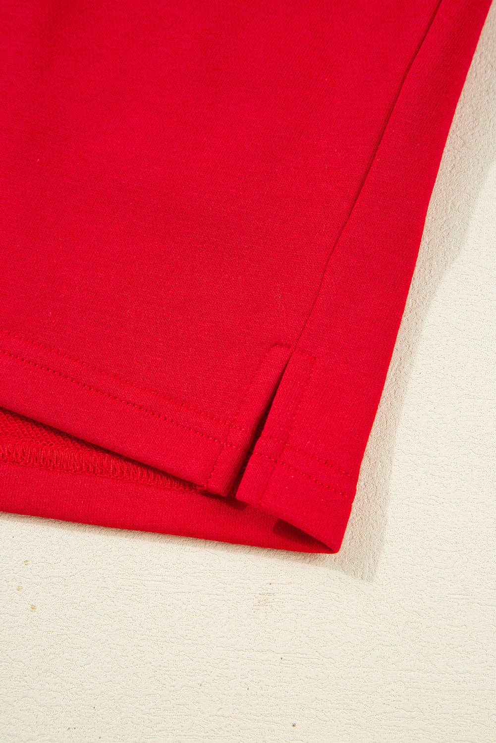 Fiery Red Varsity Striped Sleeve Drop Shoulder Sweatshirt and Short Set for wholesale on Faire7