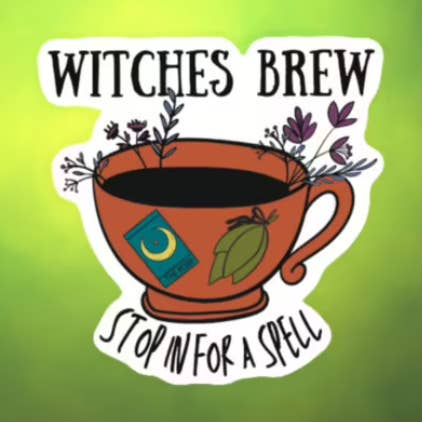 Witches Brew Stop in for a spell sticker for wholesale by Blonde owl designs