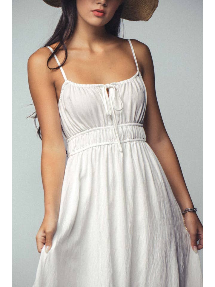 WHITE Eyelet Embroidered Tie-Front Maxi Dress for wholesale on Faire